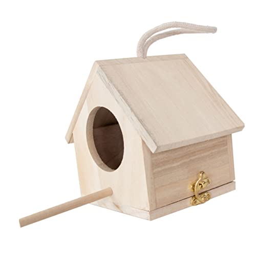 WOONEKY Holz Vogelhaus zum Aufhängen Großes Nistnest aus Massivem Holz Langlebiges Vogel Nest für Garten und Haustiere mit Unterer Öffnung zur Einfachen Natürlicher Gartendekor von WOONEKY