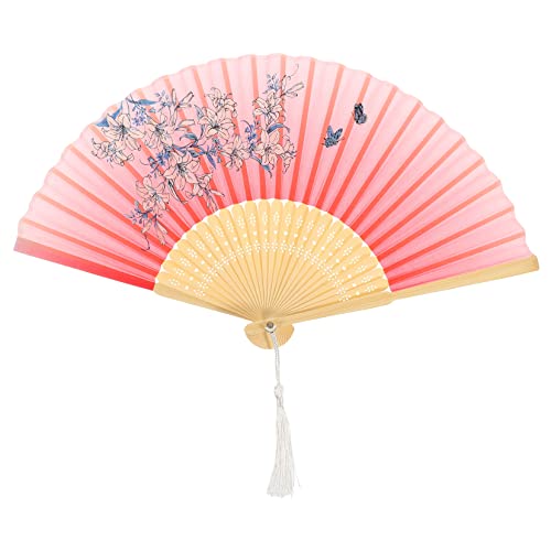 WOONEKY Japanischer Faltbarer Handfächer Klassischer Tanz und Performance Fan Tragbarer Fächer mit Blumenmuster Faltbares Design für Sommerkühlung und Dekoration von WOONEKY