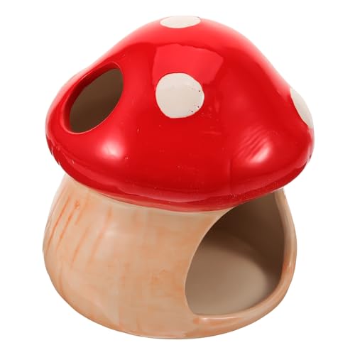 WOONEKY Keramik Hamster Versteck Pilzform Kühlendes Haustier Schlafhaus Sommer Hideout für Kleintiere Ruhiger Rückzugsort Geeignet für Hamster Chinchilla Eichhörnchen von WOONEKY