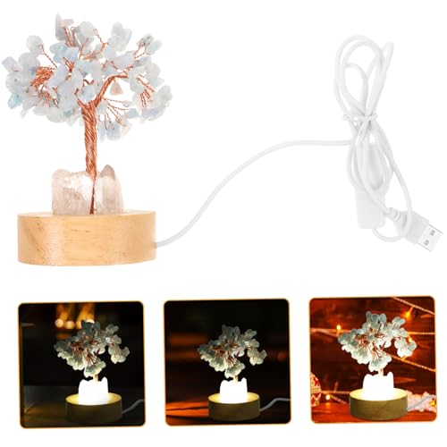 WOONEKY Kristallbaum Nachtlicht Blaues Geldbaum Licht für Schlafzimmerdekoration Tischlampe mit Sanftem Licht für Stilvolle Raumgestaltung von WOONEKY