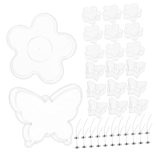 WOONEKY Kunststoff Teelichthalter mit Docht Schmetterling Blumenformen Dochte Hitzebeständig Transparent Kleine Kerzengläser für DIY Kerzenherstellung und Kunsthandwerk von WOONEKY