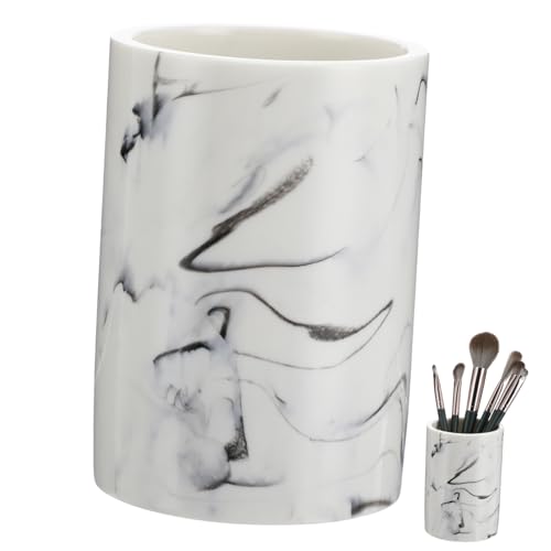 WOONEKY Marmorierter Zahnputzbecher aus Robustem Material Einzigartiges Design Praktischer Mundspülbecher für Badezimmer und Haushalt Geeignet für Hotel und Heimgebrauch Weiß von WOONEKY
