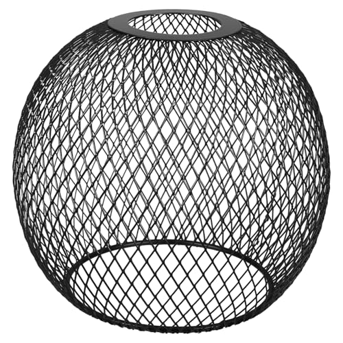 WOONEKY Metall Käfig Lampenschirm Schwarz Vintage Hängelampe mit Rundem Hohlmuster Industrieller Drahtschutz für Esszimmer Wohnzimmer und Beleuchtung von WOONEKY