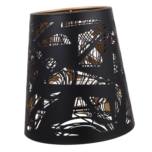 WOONEKY Modern Schwarzer und Goldfarbener Lampenschirm aus Hohlem Schmiedeeisen Ersatz für Tischlampen Industrielles Design Vielseitig für Schlafzimmer Küche und Wohnzimmer von WOONEKY