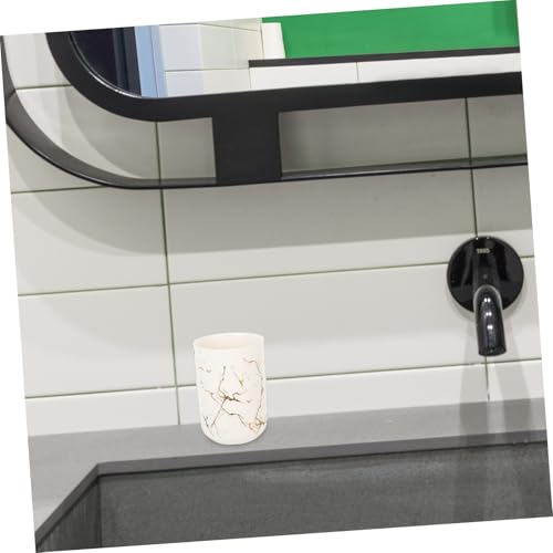 WOONEKY Multifunktionaler Keramik Mundspülbecher mit Marmor Muster Tragbarer Zahnputzbecher für Hotel und Zuhause Stilvoller Aufbewahrungsbecher Weiß Leicht zu Reinigen von WOONEKY