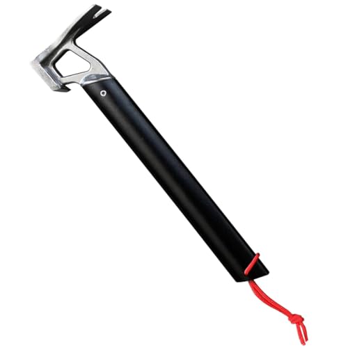 WOONEKY Multifunktionaler Zelthammer mit Leichtem Aluminiumgriff Rostfreiem Edelstahlkopf Tragbar für Camping Zeltheringe Einschlagen und Entfernen Robustes Outdoor Werkzeug von WOONEKY