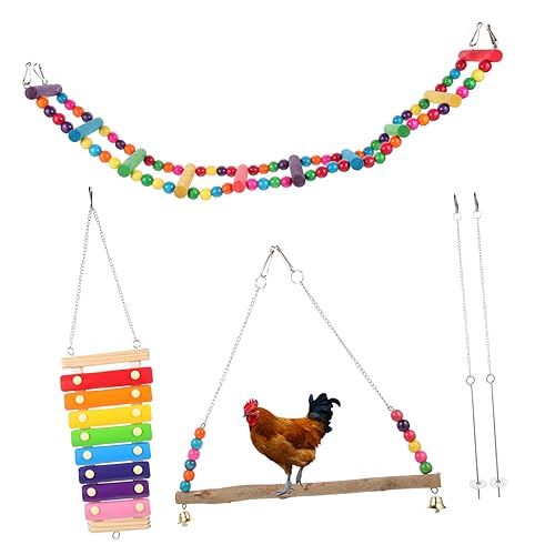 WOONEKY Papagei Teilig aus Langlebigem Holz und Legierung Bissfestes Vogelspielzeug für Beschäftigung und Ruhe Einfach zu Montieren Geeignet für Haustierhühner und Vögel von WOONEKY