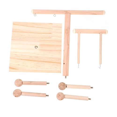 WOONEKY Parrot Standing Pole aus Holz Stabiler Vogelspielplatz mit Drehbarer Kletterleiter Trainingsständer für Papageien Wellensittiche und Kleine Vögel Einfach zu Montieren und von WOONEKY