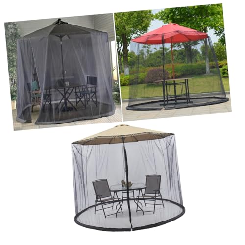 WOONEKY Patio Sonnenschirm mit Moskitonetz Uv-schutz Faltbar Einfache Installation Atmungsaktive Netzabdeckung für Garten Terrasse Außennutzung Schwarz Insektenschutzschirm von WOONEKY