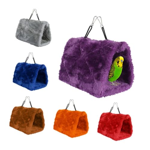 WOONEKY Plüsch Hängematte für Papageien Mittlere Kuschelnest mit Beidseitigen Haken Warmes Vogelschlafbett Balance und Bewegung Haustier Schlafhöhle von WOONEKY