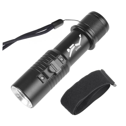 WOONEKY Professionelle Tauchlampe LED Unterwasser Taschenlampe mit Leuchtmodi und Aluminiumgehäuse mit Handgurt für Tauchen Camping Angeln Outdoor Aktivitäten von WOONEKY