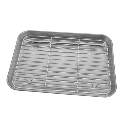WOONEKY Röstpfanne mit Rack Vielseitige Ofenpfanne für Grillen und Backen Langlebiges Frittierfiltertablett für Gemüse und Meeresfrüchte von WOONEKY