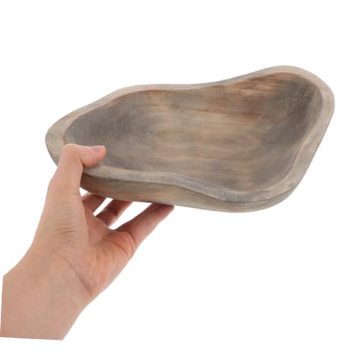 WOONEKY Rustikale Holzschale Vogeltränke Vintage Gartendekoration Multifunktionale Kleine Wildvogel Wasserschale für Schmetterlinge und Praktische Futterstation für Garten Außenbereich von WOONEKY