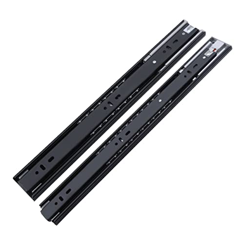 WOONEKY Schubladenführungen Aus Stahl Mit Abschnitten Selbstansaugende Schienen Für Schrankschreibtische Dämpfungspuffer-Stil Schwarz Mit Stahlkugellagern Für Sanftes Gleiten von WOONEKY