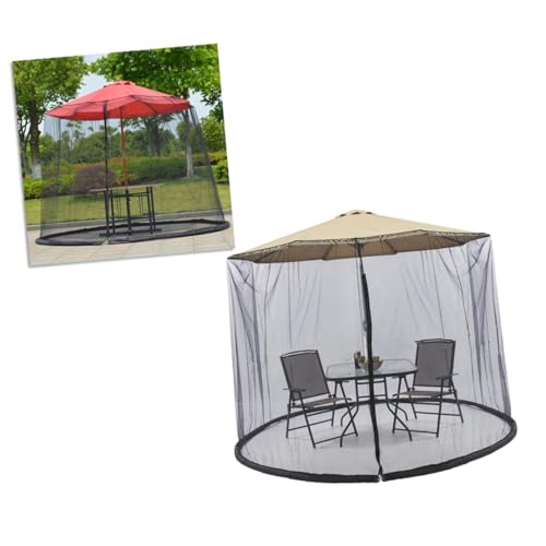 WOONEKY Schwarze Terrassen-sonnenschirm-hülle mit Moskitonetz Uv-schutz Faltbar Installieren Atmungsaktiv für Gartenmöbel und Outdoor-bereich von WOONEKY