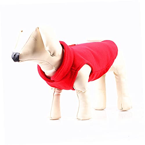 WOONEKY Thickened Fleece Hundeweste Roter Warmer Wintermantel für Kleine und Große Hunde Winddichte Gepolsterte Haustierweste mit Metallring für Leinenbefestigung von WOONEKY
