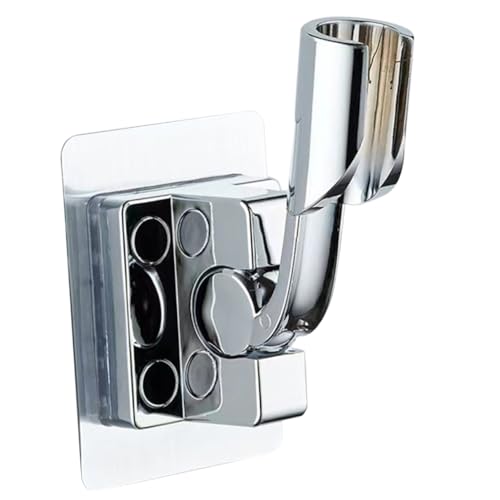WOONEKY Verstellbarer Duschkopfhalter ohne Bohren Handbrause Halterung Multifunktional Wiederverwendbar für Glatte Oberflächen Langlebig Silberfarbener Brausehalter Einfache Wandmontage von WOONEKY