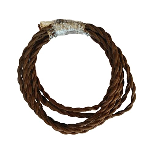 WOONEKY Vintage Stil Gedrehte Textilkabel Geflochtenes Elektrisches Stromkabel für DIY Lampen Zweipoliges Isoliertes Kupferlitzenkabel in Kaffee Geeignet für Industrielle Retrobeleuchtung von WOONEKY