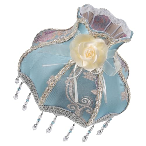 WOONEKY Vintage Tischlampenschirm Europäischer Stil mit Blumen und Perlenverzierung Ersatzlampenschirm für Schlafzimmer Wohnzimmer und Büro Leicht und Installieren von WOONEKY