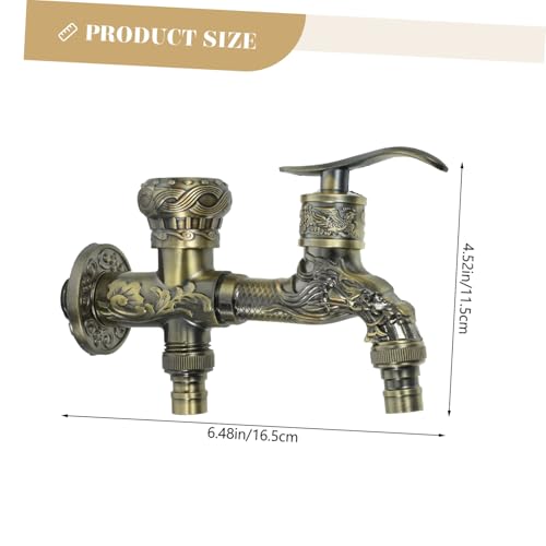 WOONEKY Vintage Wasserhahn Wandmontage Dual Auslauf Wege Kaltwasserhahn aus Zinklegierung für Küche Waschmaschine Bad im Europäischen Retro Stil von WOONEKY
