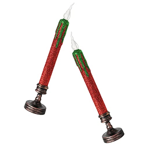 WOONEKY Weihnachtskerzen Batterie Neuheit 2er Pack Kerzenlichter Weihnachtsschmuck Hochzeitsdekoration Kerzen Kerzenlicht von WOONEKY
