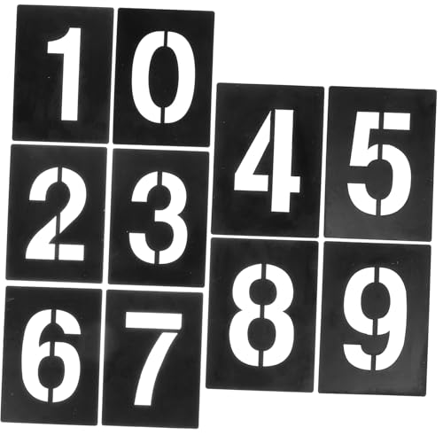WOONEKY Wiederverwendbare Große PVC Zahlenschablonen Robustes Material Hohe Zahlen für Malerei Dekor Hausnummern Innen Außen von WOONEKY