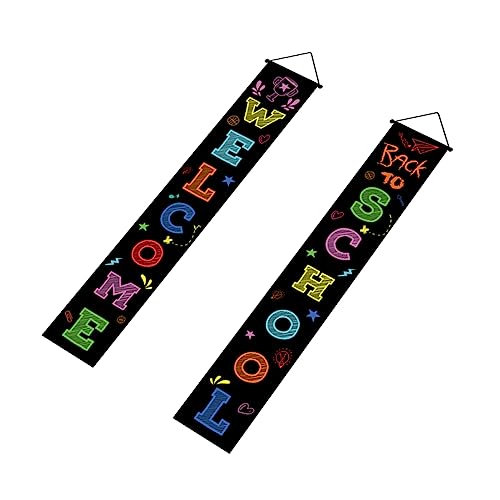 WOONEKY Willkommensbanner für Schulanfang aus Polyester Langlebiges Wiederverwendbares Tür und Wanddekor Leicht Tragbar für Klassenzimmer Partys Innen und Außenbereich Back To School von WOONEKY