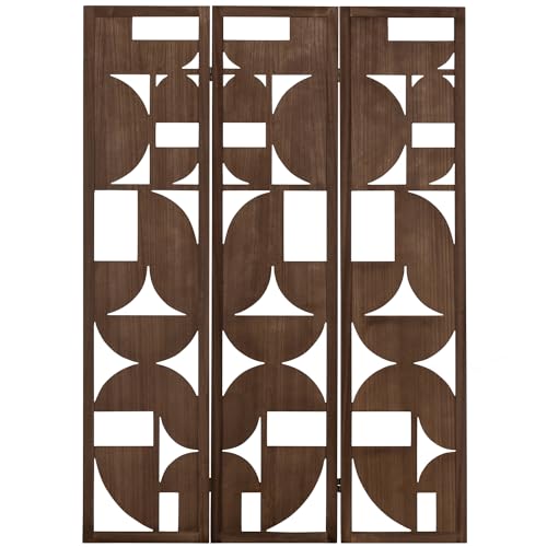 WOOOD Alana Raumteiler Braun - Paravent aus MDF Holz Trennwand Raumtrenner Wohnzimmer, Schlafzimmer, Arbeitszimmer Sichtschutz - 120 x 172 cm von WOOOD