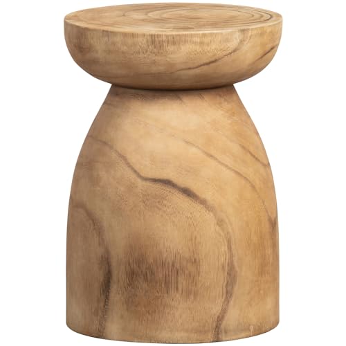 WOOOD Bink Hocker Rund - Natürliches Paulownia-Holz Langlebig Sitzhocker Planzentisch Couchtisch 2er Set Beistelltische - ø28x40 cm von WOOOD