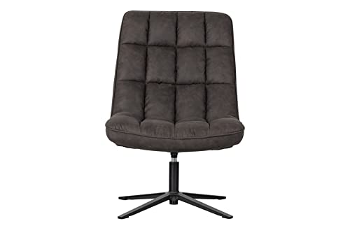 WOOOD Dirkje Drehsessel Schwarz - Loungesessel Leder Optik Drehbar Stoffsessel Relaxsessel Clubsessel 101x70x85 cm von WOOOD