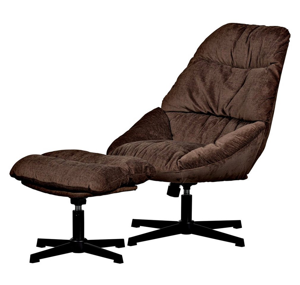 WOOOD Drehsessel Drehsessel Yaro mit Hocker - Chenille Espresso von WOOOD