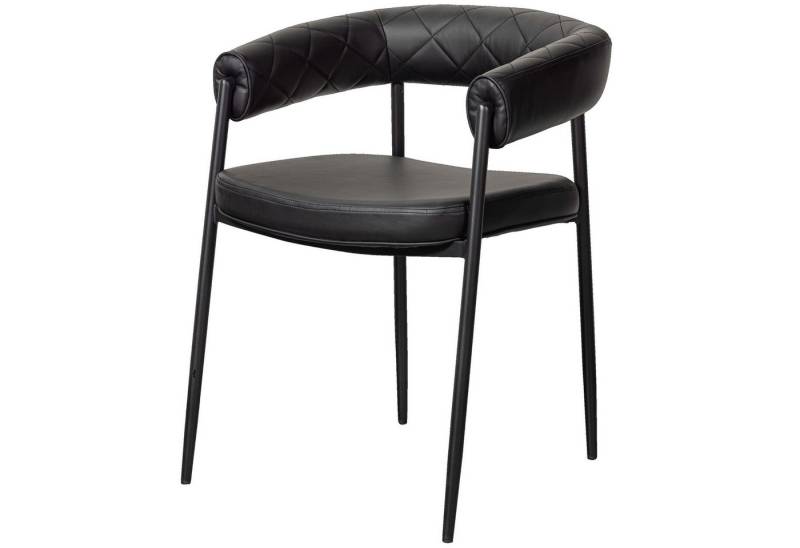 WOOOD Esszimmerstuhl Retro Esszimmerstuhl 2er Set Sev mit Steppung schwarz PU-Leder von WOOOD