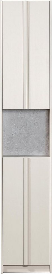 WOOOD Vitrine Basu Smalle Hochschrank 2 Türen, 1 Schublade, H 210 cm x B 40 cm von WOOOD