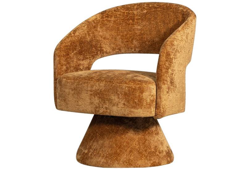 WOOOD Loungesofa Retro Drehsessel Loungesessel Ebba Chenille-Gewebe Terra von WOOOD