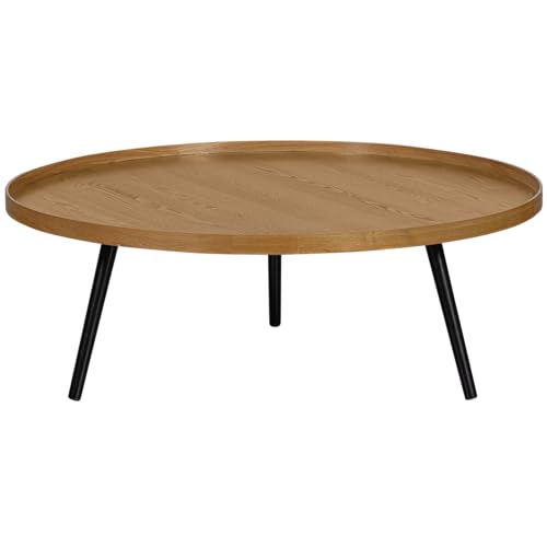 WOOOD Mesa Runder Couchtisch, Moderner Beistelltisch Rund aus MDF Holz Sofatisch Kaffeetisch Satztisch Wohnzimmertisch XXL - Naturel - 36x100x100 cm von WOOOD