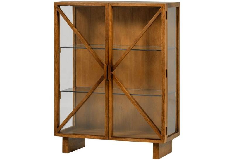 WOOOD Standvitrine Retro Vitrine Kella Mangolzholz von WOOOD
