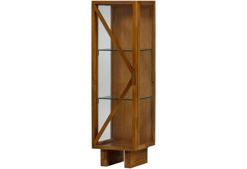WOOOD Standvitrine Retro Vitrine Kella Mangolzholz von WOOOD