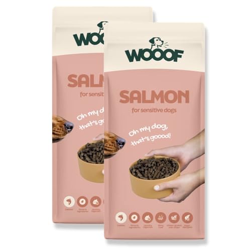 WOOOF Lachs 28kg kaltgepresstes Hundefutter mit Fisch | Trockenfutter, natürlichen Zutaten, Lachsöl & Ohne Weizengluten WOOOF Lachs 28kg kaltgepresstes Hundefutter mit Fisch | Trockenfutter, natürlichen Zutaten, Lachsöl & Ohne Weizengluten von WOOOF
