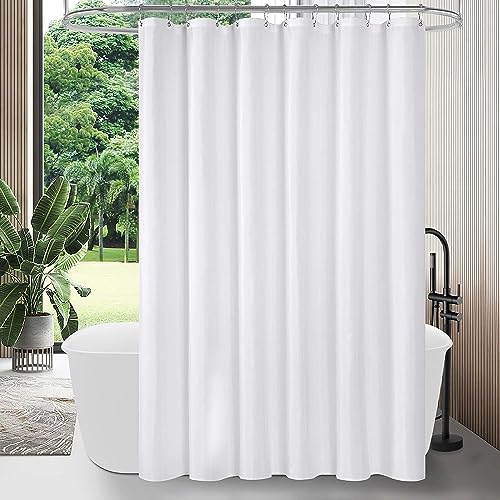 WOOPKER Duschvorhang,Anti-schimmel Wasserdicht und Trocknet Schnell,Waschbar Hochwertig Stoff Duschvorhang Badewanne (Weiß, 120 x 200 cm) von WOOPKER