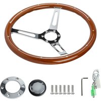 15 Zoll 380 mm Auto-Lenkung aus Holz mit genietetem Griff für Chevy, braunes Holz von WOOSIEN
