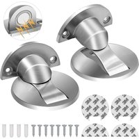 2er-Pack unsichtbarer, robuster magnetischer Türstopper aus gebürstetem Edelstahl, silberfarben, ohne Bohren von WOOSIEN