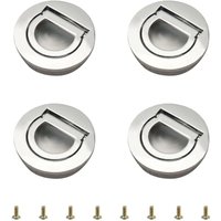 4er-Pack runde Griffe mit integriertem Zugring, verdeckte Tatami-Griffe mit Schrauben (lebendiges Silber) von WOOSIEN