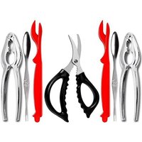 Das 7-teilige Meeresfrüchte-Werkzeugset enthält 2 Cracker, 2 Hummerschalen, 2 Gabeln und 1 Meeresfrüchte-Schere von WOOSIEN