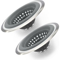 Küchenspüle-Sieb, 2 Stück, Silikon-Spülbeckenstopfen für Küchenspüle (grau) von WOOSIEN