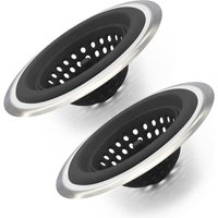 Küchenspüle-Sieb, 2er-Pack, Silikon-Spülbeckenstopfen für Küchenspüle (schwarz) von WOOSIEN