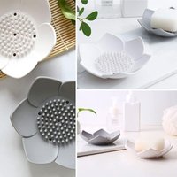 Seifenschalen mit Abfluss, Badezimmer-Seifenhalter für die Dusche (2er-Pack, Weiß + Grau) von WOOSIEN