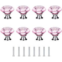 Woosien - Stück 30 mm Diamant-Türknäufe, Kristallglas-Diamant-Türknäufe mit Schrauben (rosa) von WOOSIEN