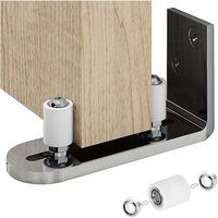 Woosien - Verstellbare Bodenführung, Wand-/Tür-Unterführung für Schiebetüren aus Holz, Silber von WOOSIEN