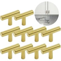 Woosien - 10 Stück Gold Edelstahl T-förmiger Küchengriff Einloch Gold Möbelgriffe Dose von WOOSIEN