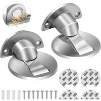 Woosien - 2er-Pack unsichtbarer, robuster magnetischer Türstopper aus gebürstetem Edelstahl, silberfarben, ohne Bohren von WOOSIEN